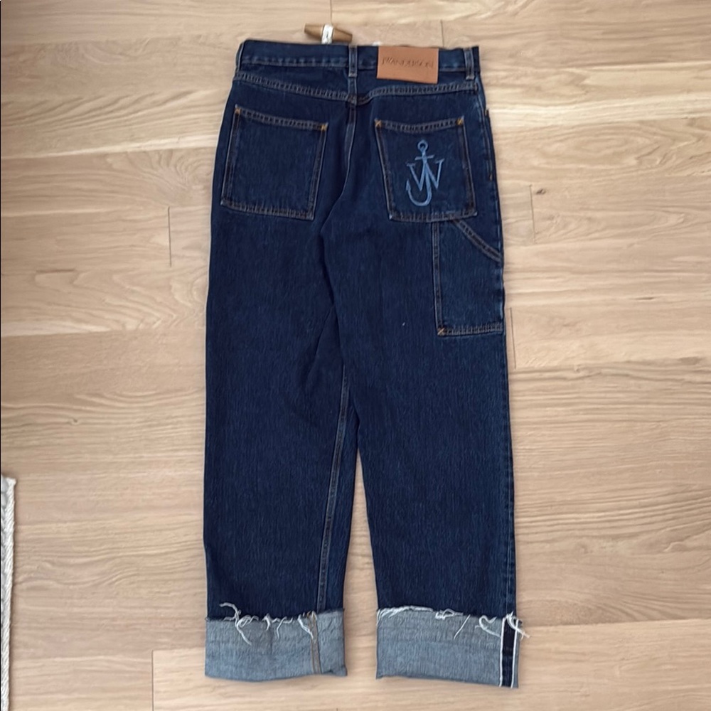 Relaxed Blue Jeans with Cuffed Hems